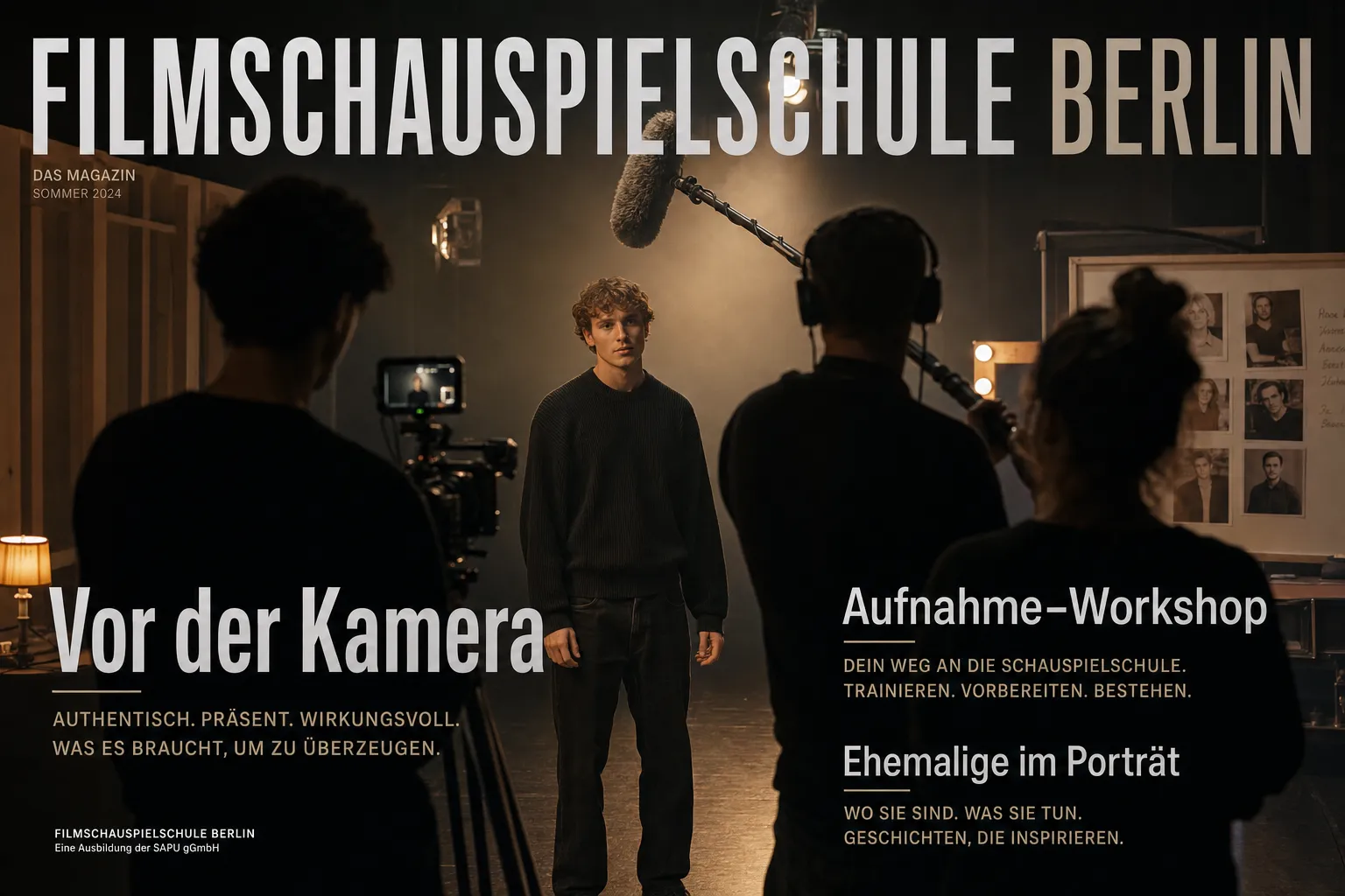 Schauspieler vor der Kamera mit Filmteam – Filmschauspielschule Berlin